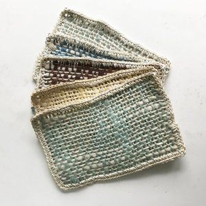 Hand Woven Rectangular Dishcloths Washcloths Mats Set of 5
